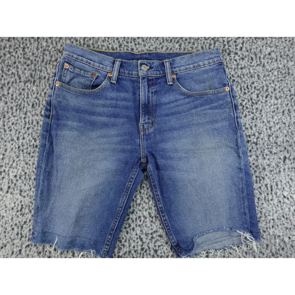 Levi's Denim Cut Off Shorts Mens 32 Blue Good Raw Hem‎ 5 Pocket Casual Summer